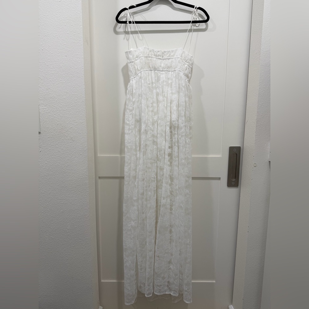 For Love & Lemons White Sheer Lace Wedding Dress - Picture 3 of 6